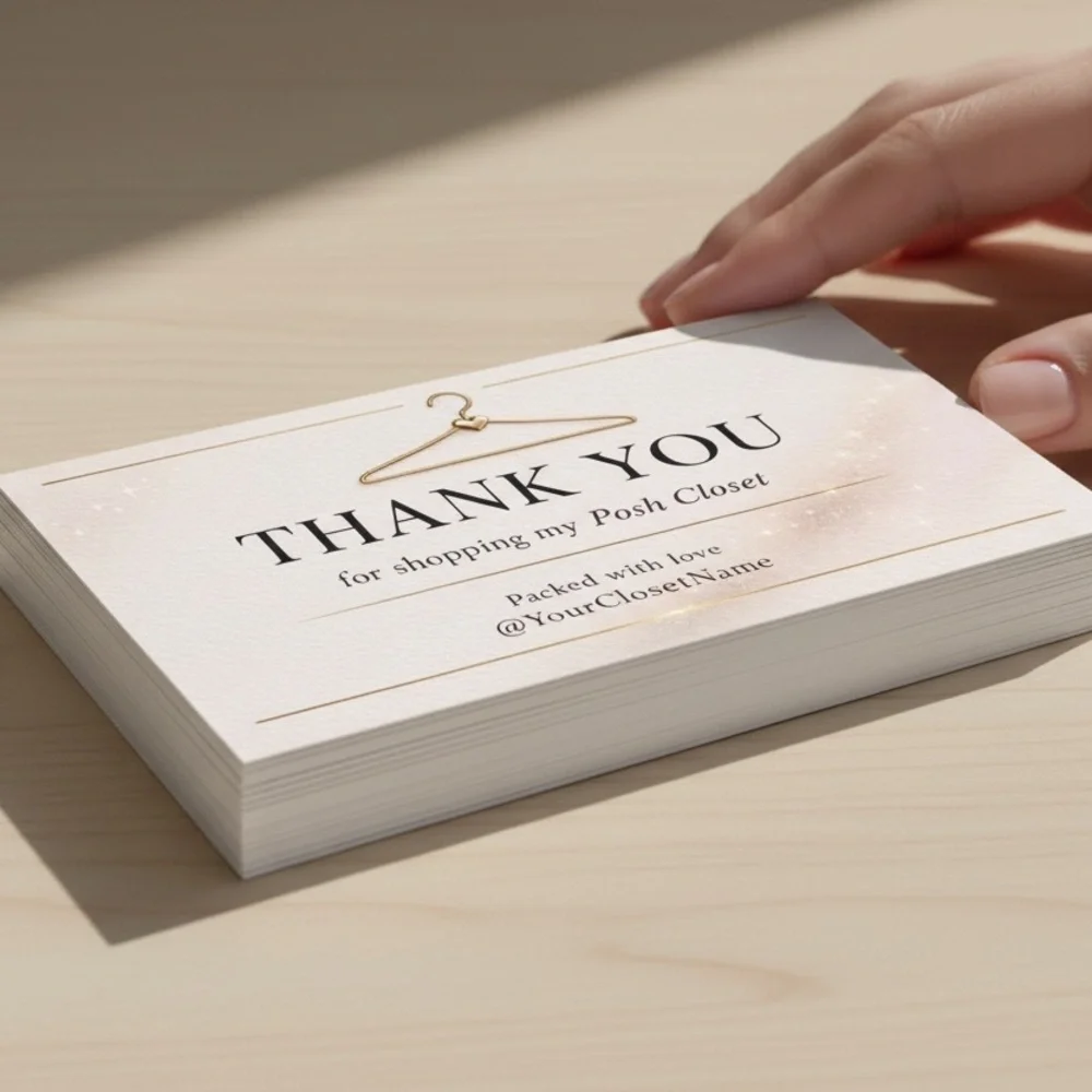 Luxury Thank You Cards 50 Pack |Poshmark Seller Inserts |Custom Closet Name Card